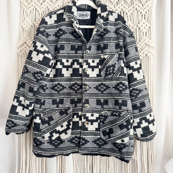 Vintage Navajo Aztec Wool Blend Jacket by DiaBlue Fashions – Size Medium - Picture 1 of 11